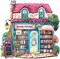 Pink Bookstore Diamond Painting Kit for Adults – 5D DIY Diamond Art by Numbers, Full Round Drill Diamond Painting for Home Wall Decor, 13.8 x 13.8 in